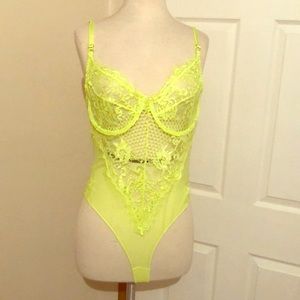 Neon green lace bodysuit/lingerie